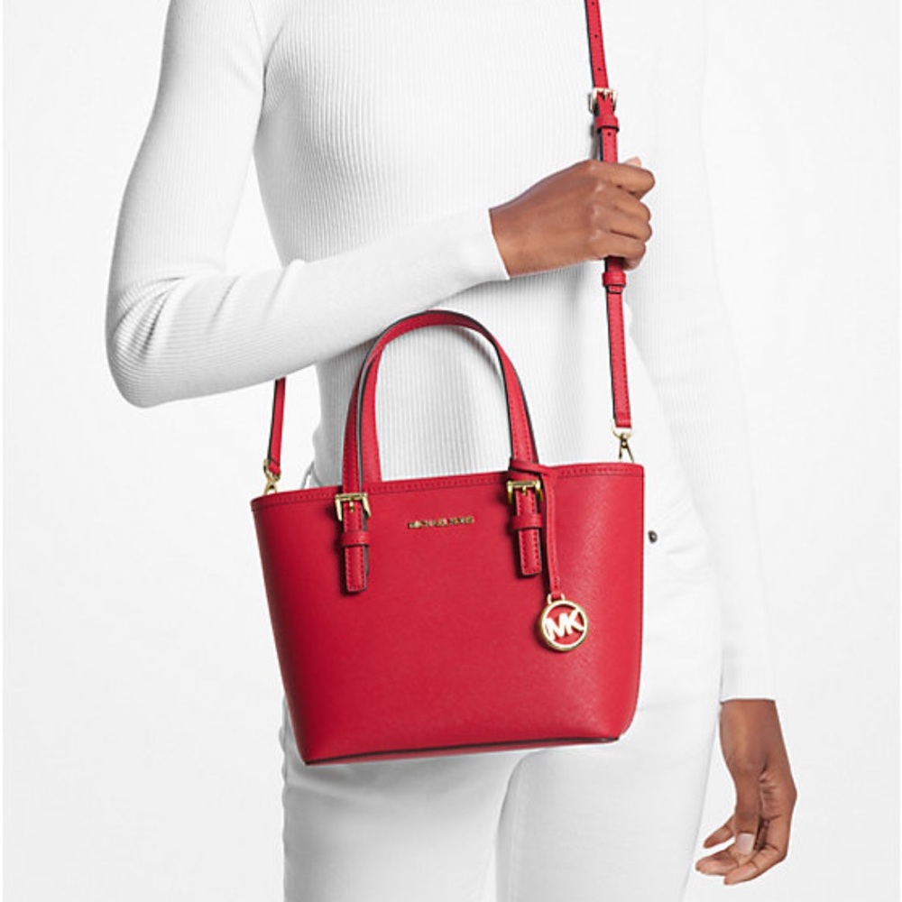Jet Set Travel Extra-Small Saffiano Leather Top-Zip Tote Bag